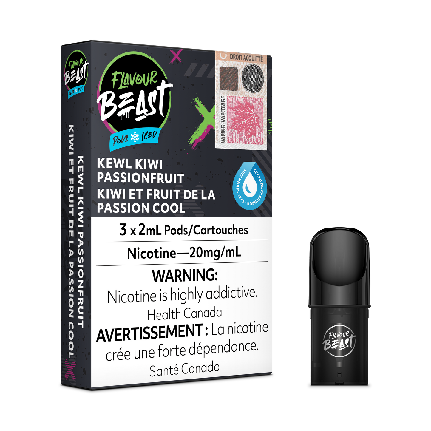 KEWL KIWI PASSIONFRUIT - FLAVOUR BEAST PODS (FEDERAL)
