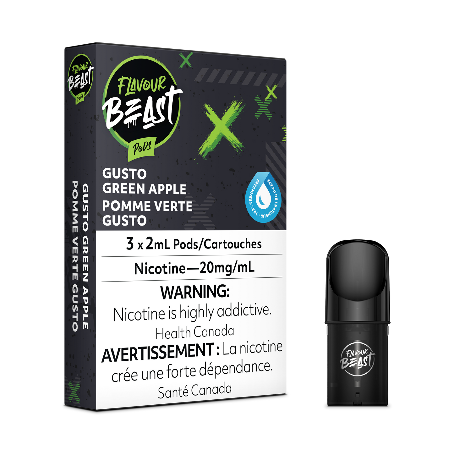GUSTO GREEN APPLE - FLAVOUR BEAST PODS (FEDERAL)