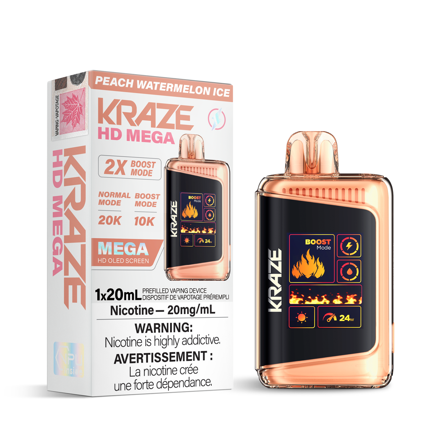 PEACH WATERMELON ICE - KRAZE HD MEGA (FEDERAL)