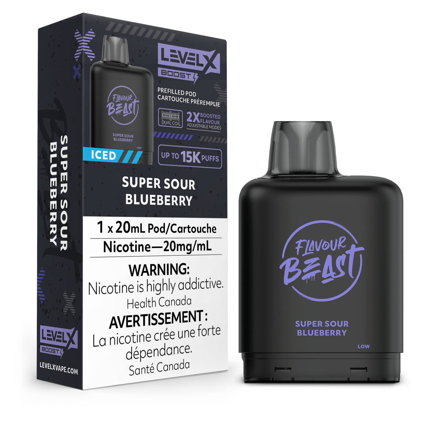 SUPER SOUR BLUEBERRY ICED - LEVEL X FB BOOST (20mL) (ONTARIO)