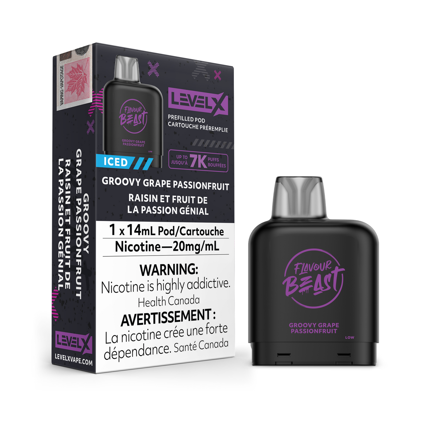 GROOVY GRAPE PASSIONFRUIT ICED - LEVEL X FLAVOUR BEAST (14mL) (ONTARIO)
