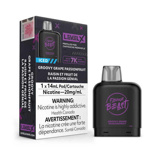 GROOVY GRAPE PASSIONFRUIT ICED - LEVEL X FLAVOUR BEAST (14mL) (ONTARIO)