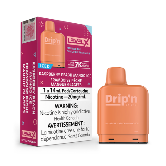 RASPBERRY PEACH MANGO ICE - LEVEL X DRIP'N POD (14mL) (FEDERAL)