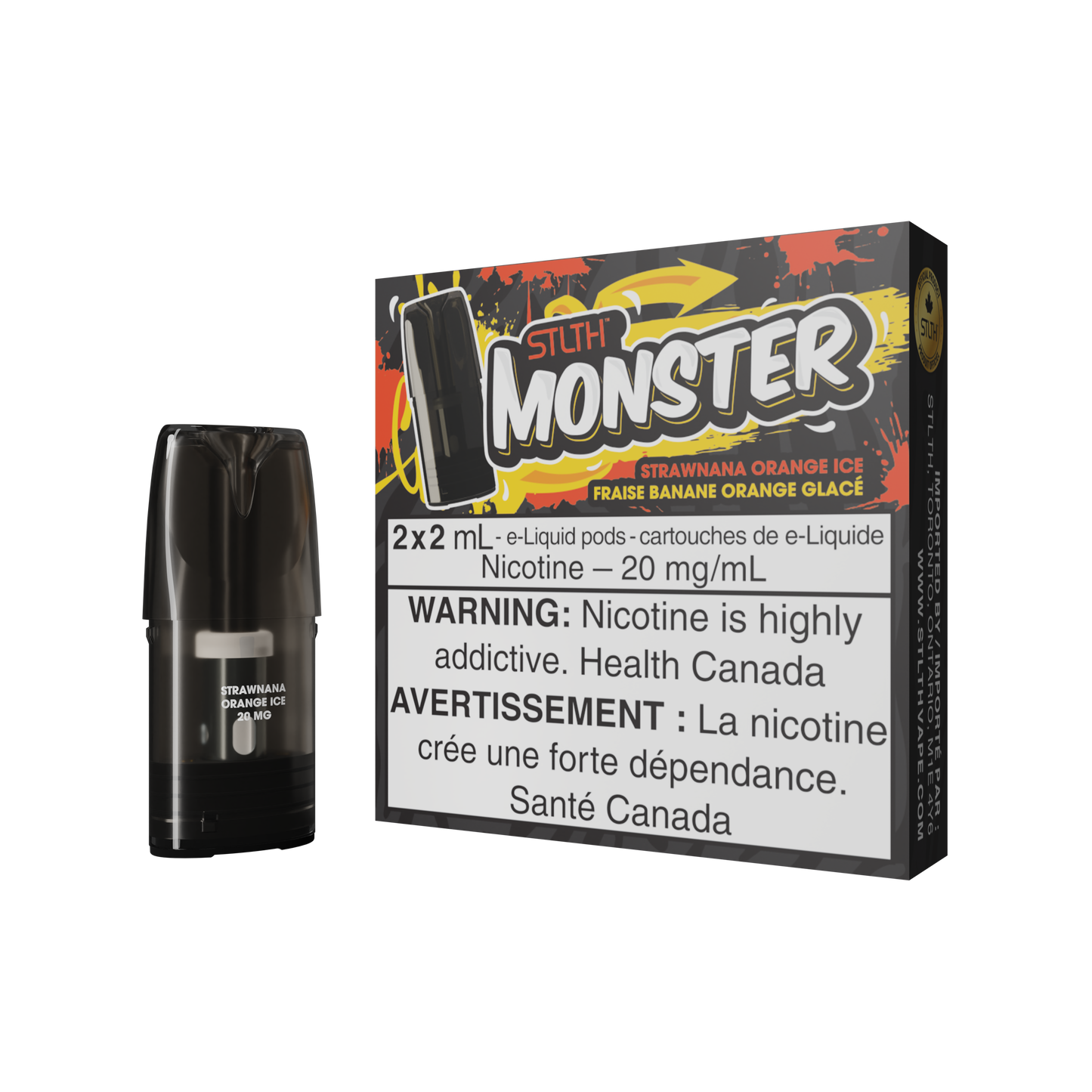 STLTH MONSTER POD PACK STRAWNANA ORANGE ICE (FEDERAL)