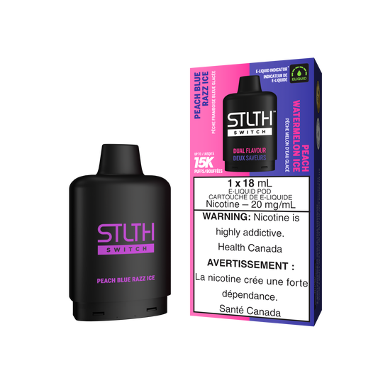 PEACH BLUE RAZZ ICE & PEACH WATERMELON ICE - STLTH SWITCH (18mL) (FEDERAL)