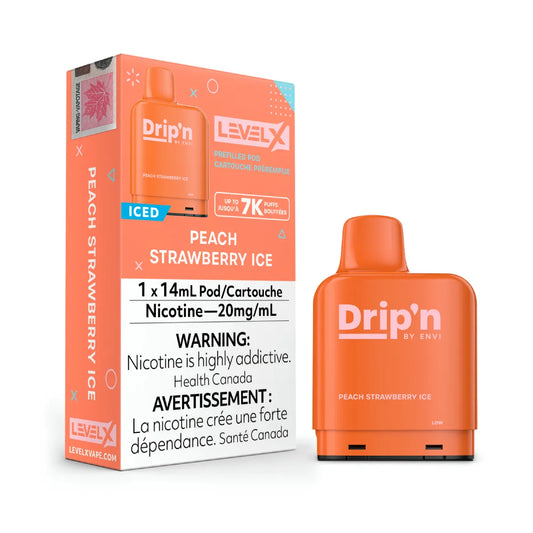 PEACH STRAWBERRY ICE - LEVEL X DRIP'N POD (14mL) (FEDERAL)