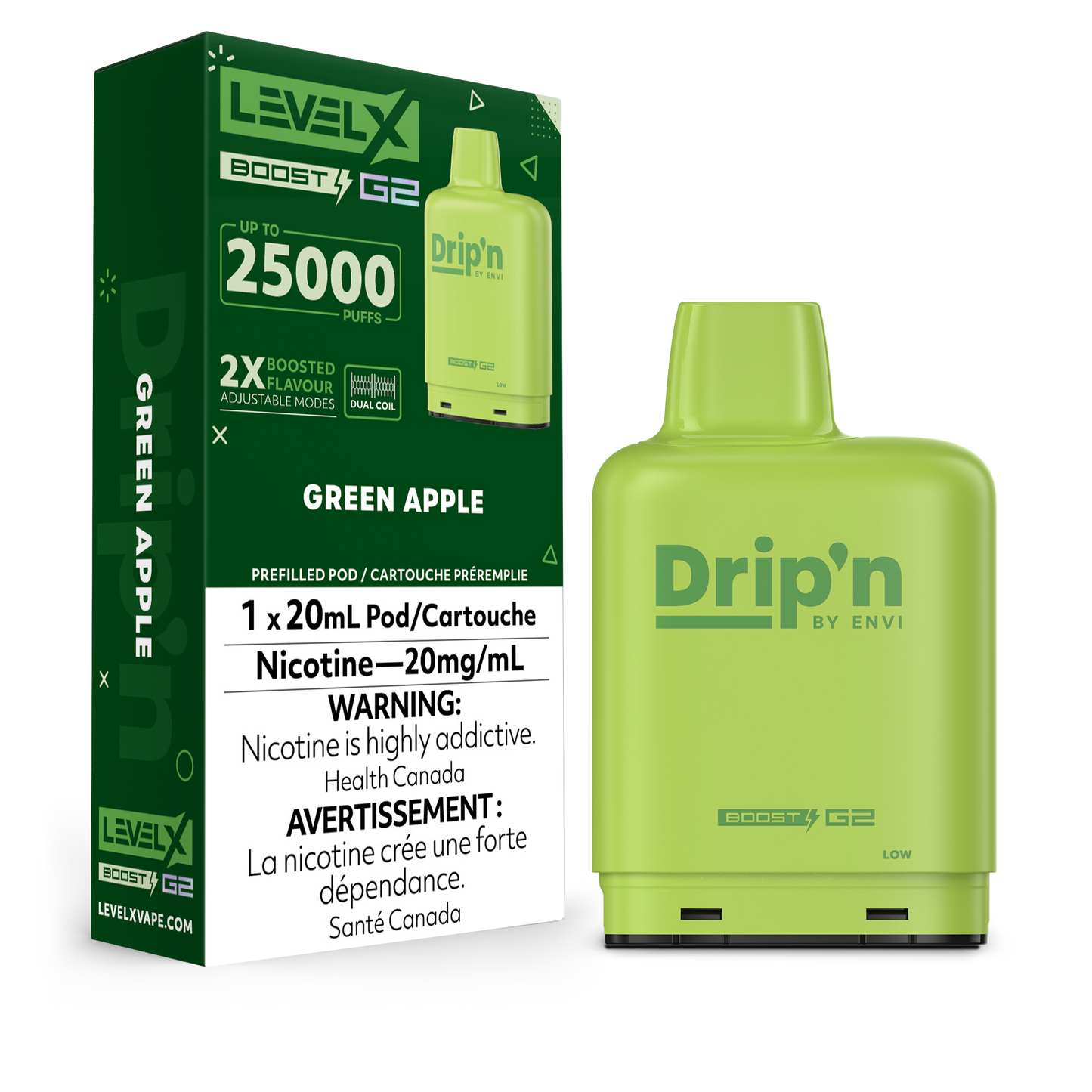 GREEN APPLE - LEVEL X DRIP'N BOOST (20mL) (ONTARIO)