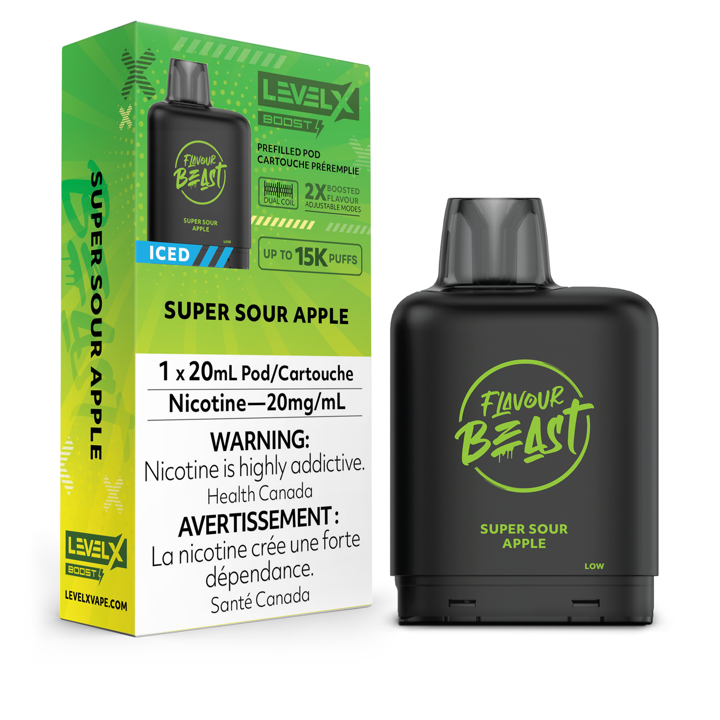 SUPER SOUR APPLE ICED - LEVEL X FB BOOST (20mL) (FEDERAL)