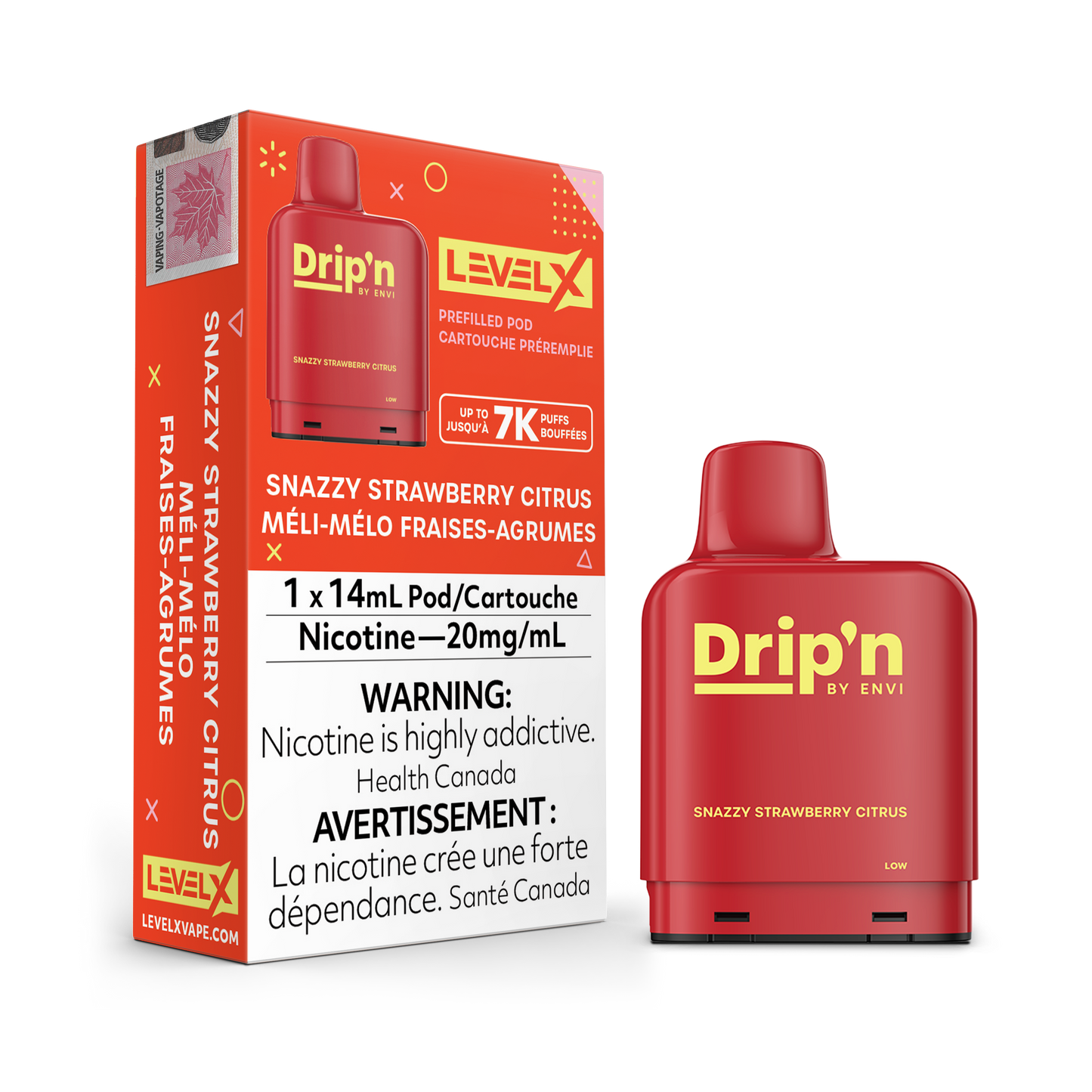 SNAZZY STRAWBERRY CITRUS - LEVEL X DRIP'N POD (14mL) (FEDERAL)