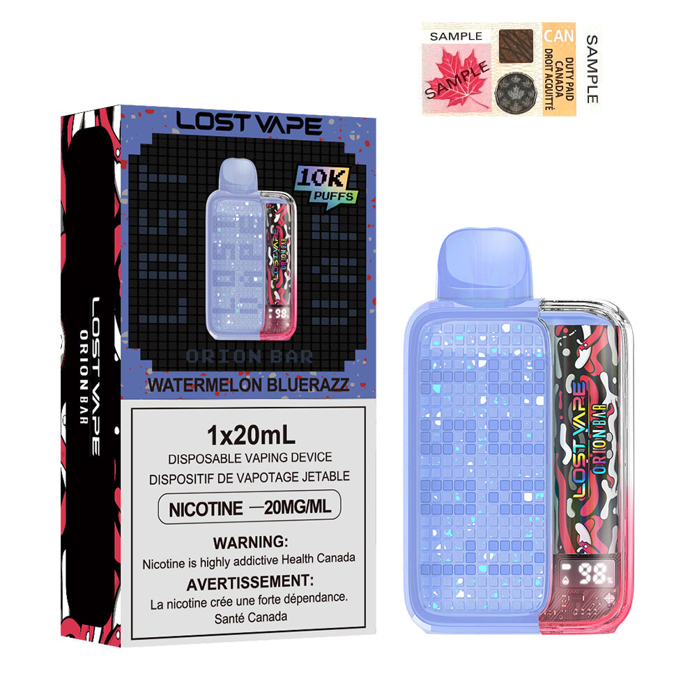 WATERMELON BLUE RAZZ - ORION BAR 10K BY LOST VAPE (ONTARIO)