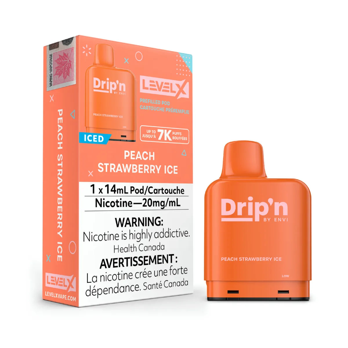 PEACH STRAWBERRY ICE - LEVEL X DRIP'N POD (14mL) (FEDERAL)